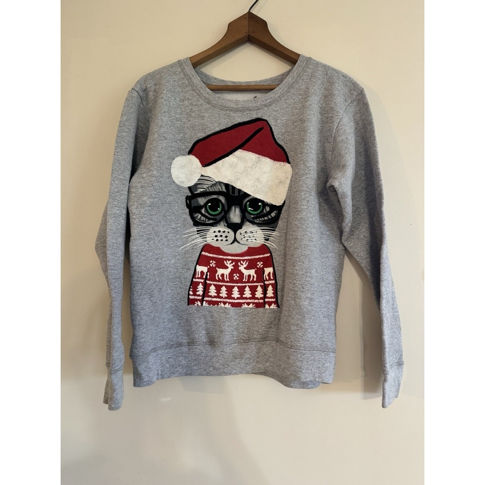 Christmas Cute Sweatshirt Cats Cat Santa Ugly Size Medium Soft